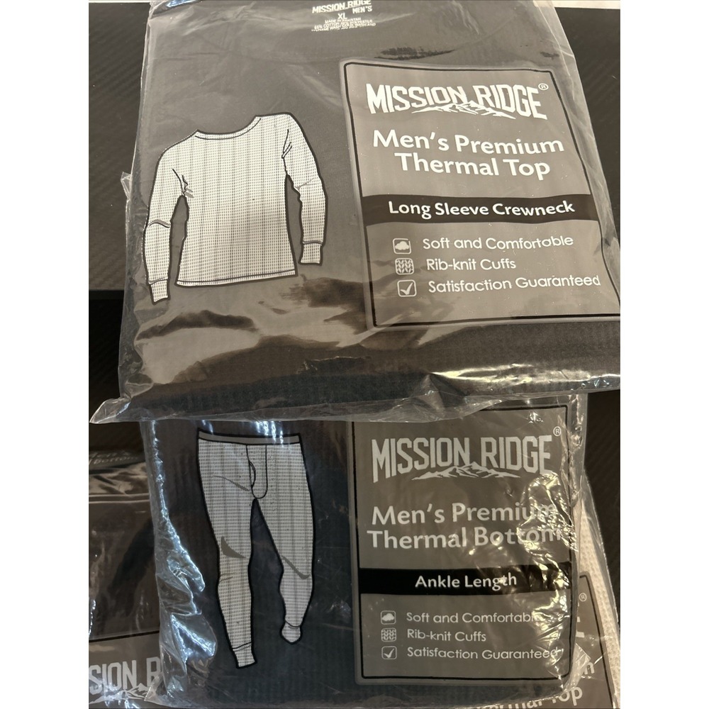 Mission‎ Ridge men's premium thermal bottom and top long johns black XL washable